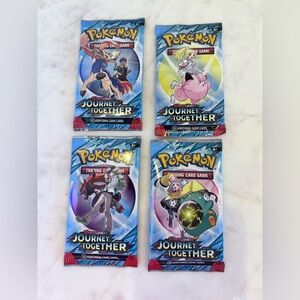 Pokemon Journey Together Scarlet & Violet 4 Booster Packs as shown in pic &video